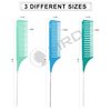 3 Sizes Premium Highlighting Comb Set Professional Weaving Styling With Rat Tail Comb Nylon Teasing Heat Resistant For Hair Salon Barbershop Home(Blue/Green)