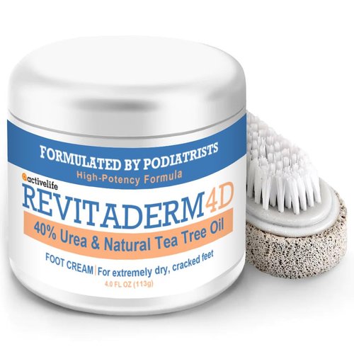 activelife - Revitaderm 4D Urea Cream, Deeply Moisturizes for Dry, Cracked Feet, Hands, Elbows and Knees, Ultra Repair Cream and Callus Remover For Feet, Free Pumice Stone Included, 4oz, 1 Pack