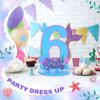 Wonderjune Mermaid Birthday Number Sign Centerpiece for Girls Wooden Mermaid Party Number Table Sign Decoration Mermaid Party Supplies for Birthday Anniversary(Number 6)