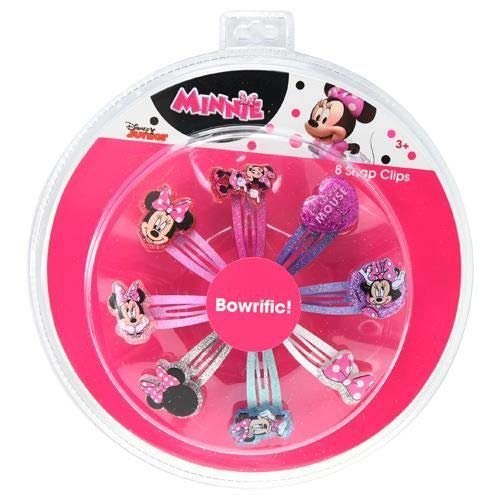 Hair Snap Clips Barrets with Plastic Motifs (8 Clips, Minnie, Glitter)