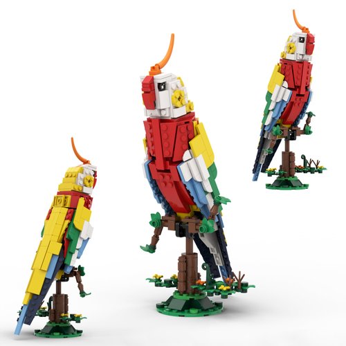 LUXEBLOCKS Bird Building Blocks - A Colorful Cockatiel Parrot Standing on The Branch,355pcs Compatible for Lego Parrot Bricks Bird Bricks Set, Great Presents for The Adult Blocks Toy