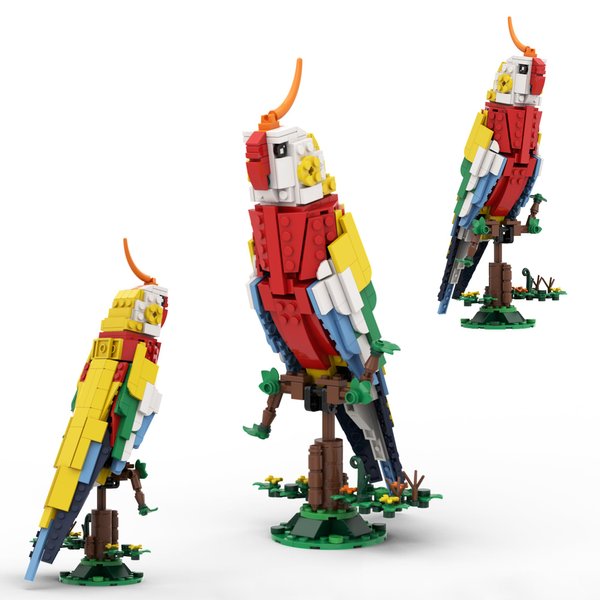 LUXEBLOCKS Bird Building Blocks - A Colorful Cockatiel Parrot Standing on The Branch,355pcs Compatible for Lego Parrot Bricks Bird Bricks Set, Great Presents for The Adult Blocks Toy