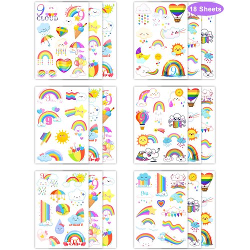 189Pcs On Cloud 9 Birthday Decorations for Girls Temporary Tattoos - Pastel Cloud 9 Party Favors Tattoo Temporary Stickers for 9 Year Old Girl Birthday Decorations, Cloud 9 Vibe