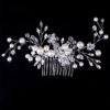 Leadigol 2PCS Bride Wedding Hair Comb Rhinestone Pearl Hair Pieces, Pearl Crystal Flower Leaves Hair Comb, Crystal Hair Accessories for Women & Girls