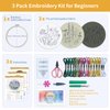 ETSPIL 3 Sets Embroidery kit for Beginners Adults，Learn 33 Different Stitches DIY Kits ，Includes Stamped Flower Pattern, Hoop, Color Threads,Tools,Easy to Follow Instruction & Video… (Flower A3)