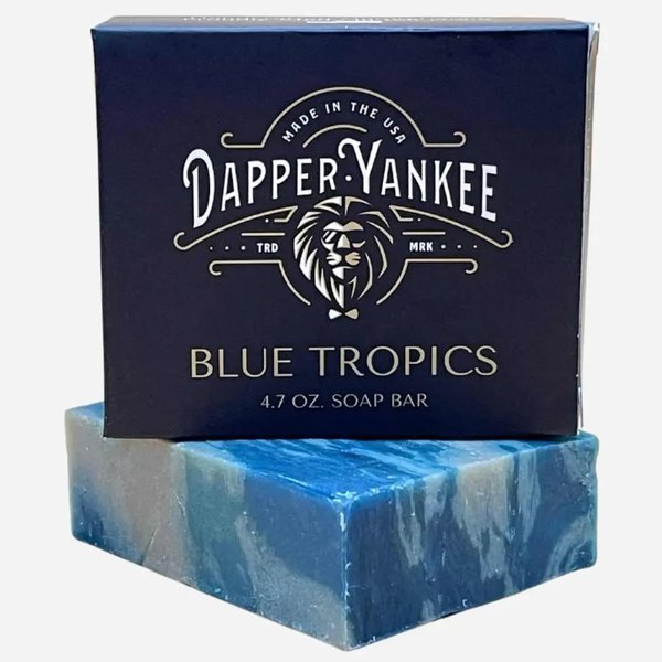 Dapper Yankee Blue Tropics Natural Soap Bar for Men - Zero Grit, Tropical Scent