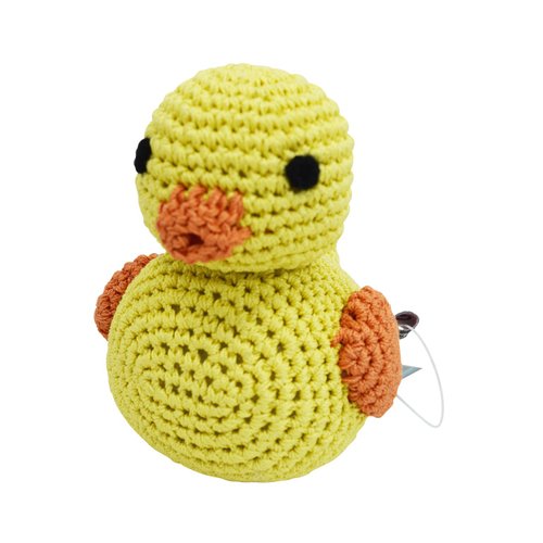 Skelapparel Endless Fun Dog Teeth Cleaning Cotton Crochet Squeaky Dog Toy for Small Dogs - Yellow Duck