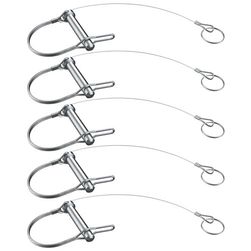 HILILON Trailer Coupler Pin 5/16" x 2-3/4"(Wx L) Trailer Pins Prevents Loss with Plastic Coating Tether（11-1/2"）Quick Release Ring Hitch Pin for Farm Trailers Trailer Towing Lawn 5Pcs