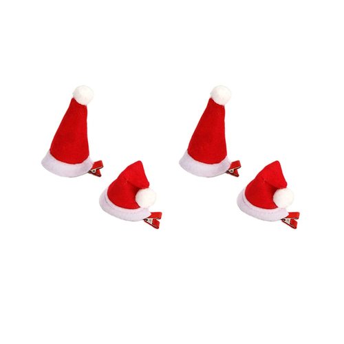 Christmas Hair Clips for Kids Girls Santa Hat Hair Clip Mini Alligator Clips Duckbill Clips for Girls Christmas Hair Accessories Xmas Gift Party Favors Decorations for Kids 4 Pcs