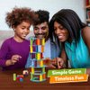 Coogam Wooden Tower Stacking Game, Fine Motor Skill Montessori Building Blocks with Dice Toppling Leaning Tower Toy Party Family Games for Kids and Adults