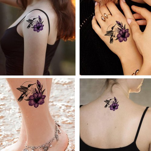 Dopetattoo 6 Pcs Temporary Tattoos Hummingbird Fake Tattoos For Adult Real Tattoo
