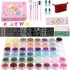 Glitter Tattoos Kit 48 Colors Waterproof Temporary Tattoos with 203 Stencils, 5 Brushes 4 Glue, Body Nail Art, Body Glitter Festival Party (48 Colors)