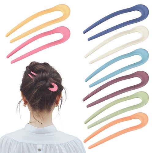 8 Pcs French Hair Pin U Shaped Hair Pins 4.5 Inch French Twist Hair Pin Acrylic French Pin for Women Girls Hairstyle Accessories