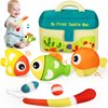 KMUYSL Baby Toys 0-6 6-12 Months, My First Tackle Box Plush Toys - 4 Pcs Sensory Playset Soft Toys with Squeaker Crinkle for 0 1 2 3 4 5 6+ Months Newborn Infant, Christmas Birthday for Boys Girls