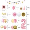 2nd Birthday Girl Decoration, Girls Two Birthday Decoration with Happy Birthday Banner, Number 2 Balloons for Pink and Gold Party Supplies Decoration 2nd Birthday