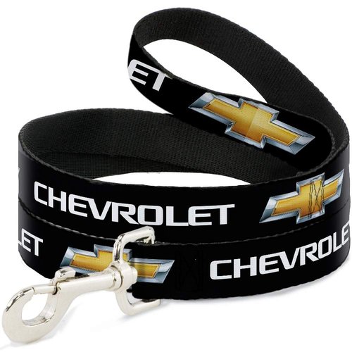 Dog Leash Chevrolet Bowtie Black Gold White 6 Feet Long 1.0 Inch Wide