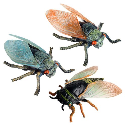 JOKFEICE Animal Figures 3 pcs Realistic Plastic Golden Cicada Family Action Model Science Project, Learning Educational Toys, Birthday Gift, Cake Topper for Kids Toddlers