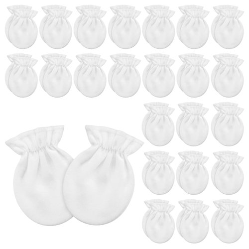 Vabean 24 Pairs Preemie Baby Mittens No Scratch Preemie Cotton Gloves Premature Baby Mittens White Preemie Mittens for Preemie Boys Girls Newborn