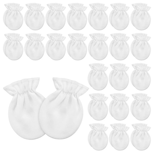 Vabean 24 Pairs Preemie Baby Mittens No Scratch Preemie Cotton Gloves Premature Baby Mittens White Preemie Mittens for Preemie Boys Girls Newborn