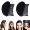 2PCS Women Lady Girls Soft Sponge Foam Hair Base Inserts Bump Up Hair Pads Stick Bun Maker Hair Styling Clip Hair Comb Braid Tool Hair Styling Accessories Black