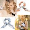 Yonchic 6-Piece Satin Bowknot Elastic Hair Ties, Fashion Print Scrunchies Ladies Long Lasting Braids Ponytail Holders, Soft Elegant Bow Hair Tie Ribbon Rubber Bands Hair Accessories