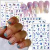Ocean Nail Art Stickers Decals 3D Beach Nail Self-Adhesive Sticker Designs Jellyfish Shell Whale Mermaid Seagull Summer Seaside Nail Transfer Decal Supplies for Women Girls Manicure Art
