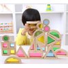Agirlgle Wood Building Blocks Set for Kids 24 Pcs Rainbow Stacker Stacking Game Construction Toys Set Preschool Colorful Learning Educational Toys - Geometry Wooden Blocks for Boys & Girls