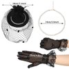 50s Fascinators Hats for Women Tea Party Hat and Gloves Set Pearl Necklace 50s Pillbox Hat for Wedding Cocktail(Black, Gold)