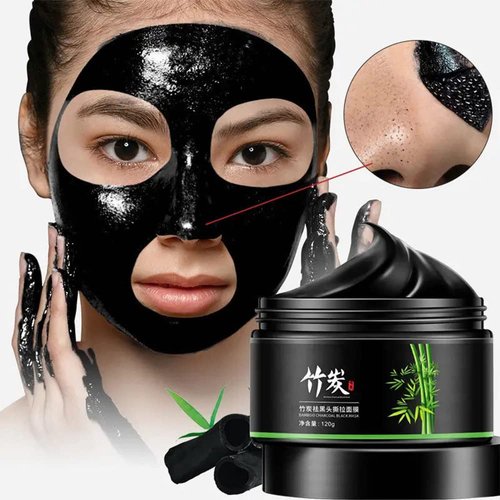 KlsyChry Blackhead Remover Mask, Bamboo Charcoal Peel Off Face Mask, Deep Cleansing Black Mask Purifying Peel-off Mask, Suction Blackhead Remover Mask, 120g