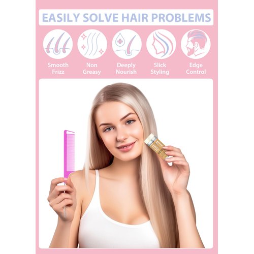 Hair Grooming Kit: Wax Stick for Flyaways, Slick Back Brush, Rat Tail Comb, Bristle Brush Set - Tames Frizz & Controls Baby Hair