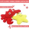 Bleu Bath (2 Pack) Animal Body Scrubber Natural Linen Shower Ball for Toddler Kids Gentle Exfoliating Bath Sponge Loofah Pouf in Yellow Starfish Red Crab with Cute Big Eyes Design