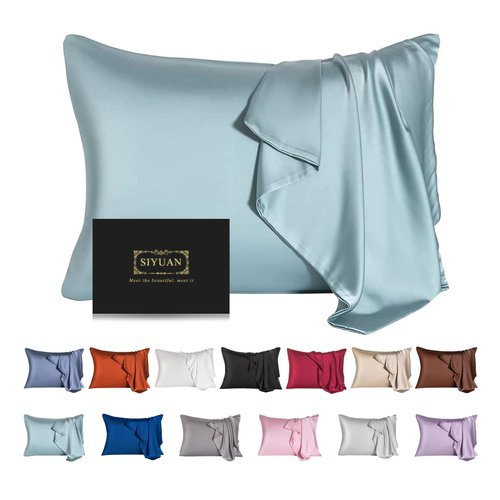 Mulberry Silk Pillowcase for Hair and Skin,Toddler Size Kids Silk Pillow Case with Hidden Zipper,Allergen Proof Dual Sides Soft Breathable Smooth Silk Pillow Cover(Toddler,Aqua Blue)