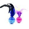 BeeSpring Cat Balls Interactive Cat Toy Cat Feather Balls with Loud Bell Inside (2Pcs - Red, Blue)