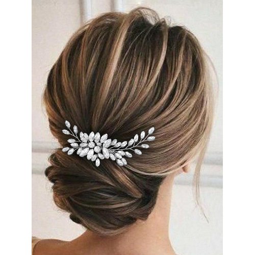 Catery Rhinestone Bridal Hair Comb Silver Crystal Wedding Hair Piece Bride Hair Accessories for Women and Girls