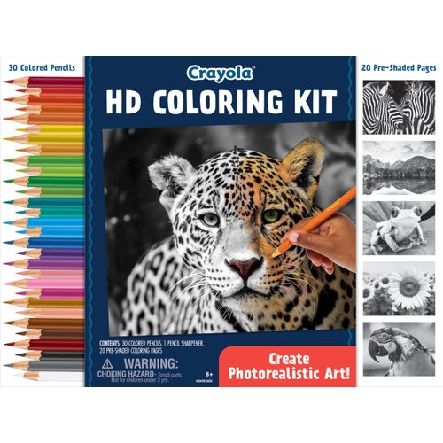 Crayola HD Coloring Kit, 30 Colored Pencils & 20 Adult Coloring Pages, Coloring Set for Adults & Teens, Coloring Supplies