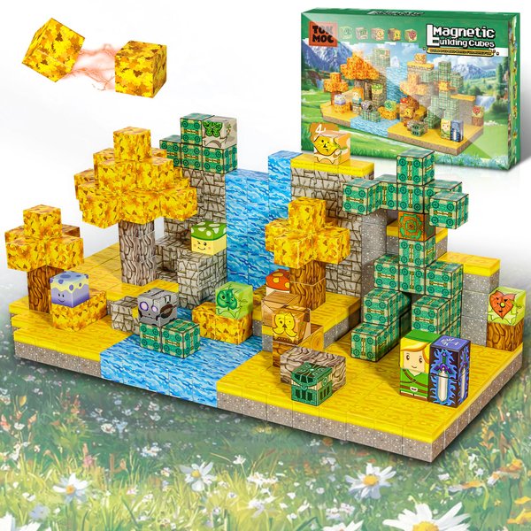 Magnetic Building Blocks for BOTW Fans, Koroks Magnet Cubes Blocks for Kids 5-7, STEM Building Game Sensory Outdoor Toys Christmas Birthday Gift for Boys&Girls, 54PCS