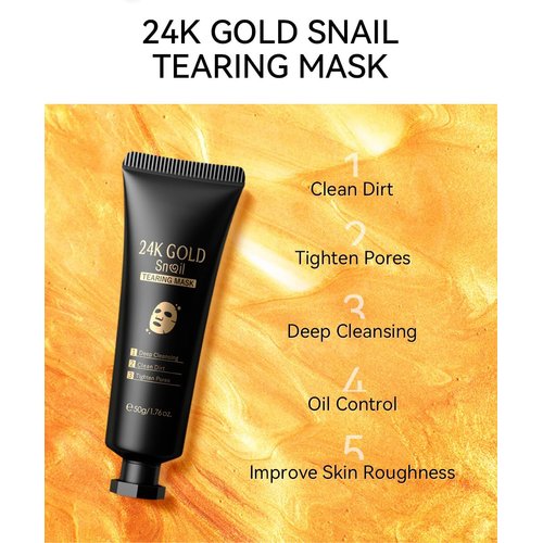 ChongTai 1PC 24K Gold Snail Peel Off Mask, Deep Cleansing Tightening Purifying Oil Control Deep Cleansing Peel Off Mask, 150g/1.76 FL Oz