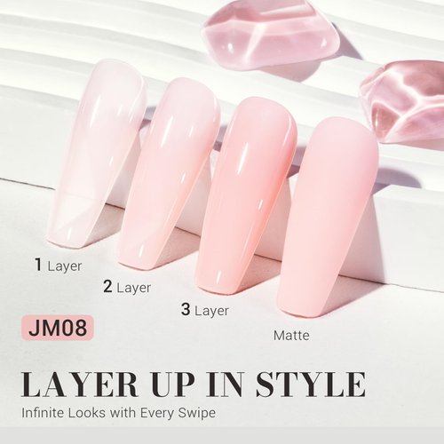 MelodySusie Jeweliver Nude Gel Nail Polish, 0.5Fl.oz Nude Jelly Gel Polish Sheer Translucent Soak Off UV LED Light Cure Valentine's Day Gift for Women Nail Art Manicure Nail Art DIY at Home JM08