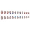 4th of July Press on Nails French Tips Almond Shaped Fake Nails Stars Cherry Designs Independence Day Patriotic False Nails Pink Glossy Artificial Stick Glue on Nails for Women Girls 24 Pcs