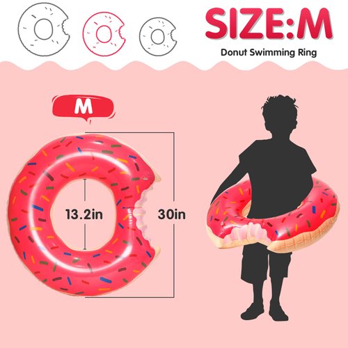 DMAR Donut Pool Floats Donut Tube Pool Doughnut Pool Float Donut Inflatables Doughnut Floatie Donut Swimming Ring for Beach Pool, 30", 1Pcs, Pink