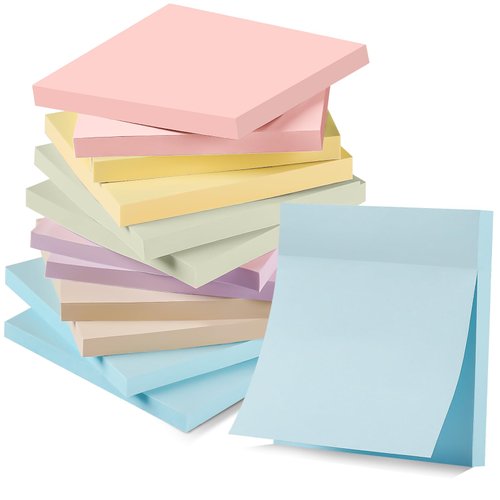 YEECOK Sticky Notes 3x3 in, 12 Pads, Morandi Colors Self-Stick Note Pads, Sticky Pads Aesthetic, Super Sticking Power, Colorful Sticky Notes Bulk