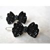 Generic Two small tiny sparkle black bow crystal hair pin clip barrettes fine hair