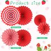 Outus 12 Pcs Strawberry Birthday Party Decorations Supplies Include 5 Strawberry Honeycomb Balls 1 Strawberry Garland 6 Paper Fans Decor Strawberry Themed Decorations for Birthday Party