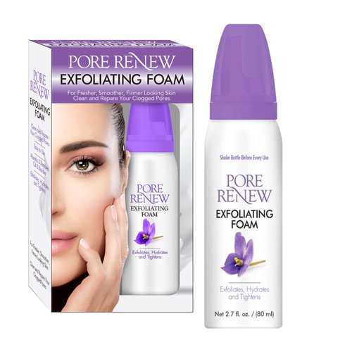 Pore Renew 2.7 fl. oz. / 80 ml Exfoliating Foam, Deep Facial Cleanser that Peels, Hydrates, and Tightens Facial Skin for a Fresher, Smoother, and Firmer Looking Complexion in Minutes