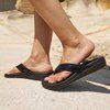MEGNYA Comfortable Orthopeic Flip Flops for Women, Best Plantar Fasciitis Sandals for Flat Feet with Arch Support, Thong Sandals for walking Beach black Black Size 8