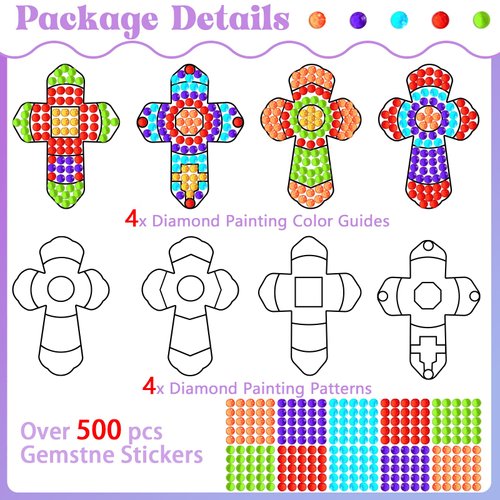 Christmas Nativity Scene Cross Craft Kit Religious Jesus Sunday School DIY Diamond Painting Bible School Christian Arts Craft Kits for 4 8 10 Toddlers Preschool Kids Home Class Activities Supplies