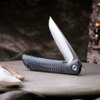 KATSU Folding Pocket Japanese Knife, Carbon Fiber Handle, EDC Knife w/154CM Steel Blade, Leather Sheath