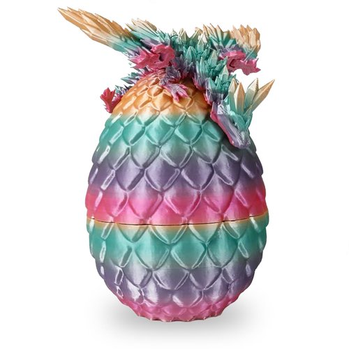 Pigmiss 3D Printed Dragon Egg Crystal Dragon Fidget Toy Full Articulated Dragon Mystery Dragon Eggs with Dragon Inside Home Office Desk Decor Gifts Toys (Laser Colorful)