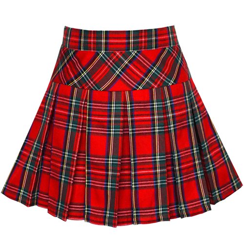 Girls Skirt Back School Uniform Red Tartan Skirt Size 9-10