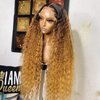Fabimiya Curly Human Hair Wig Omber T 27 Lace Frontal Closure Jerry Curly Human Hair Wig Pre Plucked Pre Cut Lace Frontal Closure Glueless Wigs Elastic Band 200% Density